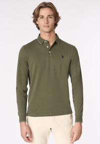Polo shirt a maniche lunghe in cotone heavy jersey