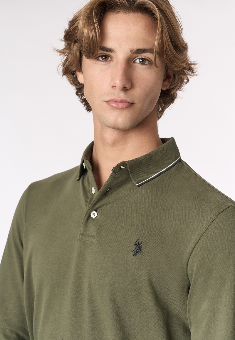 Polo shirt a maniche lunghe in cotone heavy jersey
