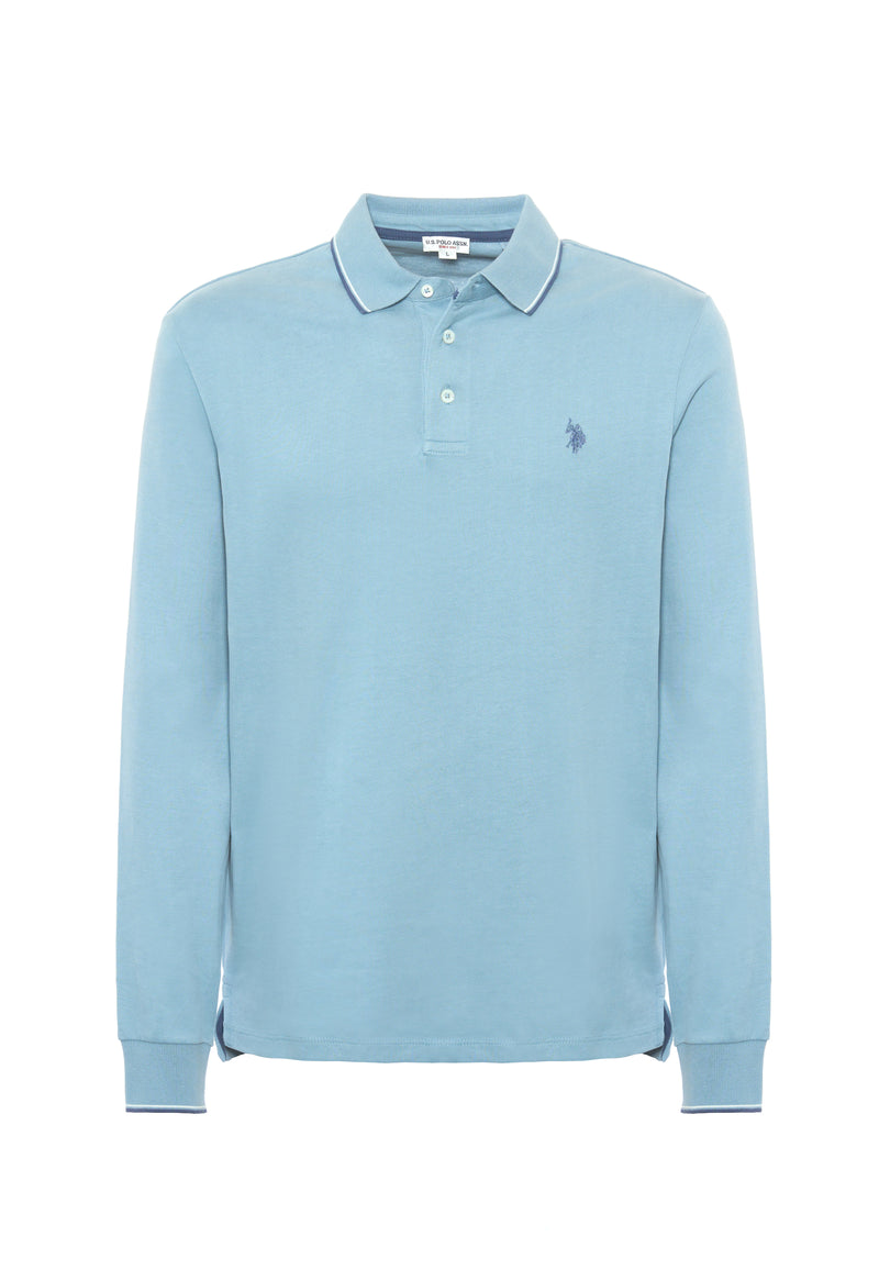 Polo shirt a maniche lunghe in cotone heavy jersey