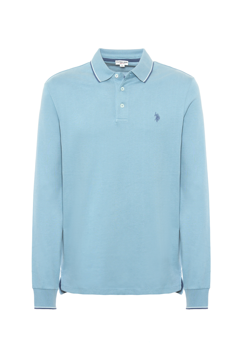 Polo shirt a maniche lunghe in cotone heavy jersey