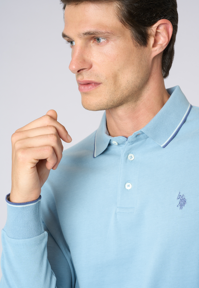 Polo shirt a maniche lunghe in cotone heavy jersey