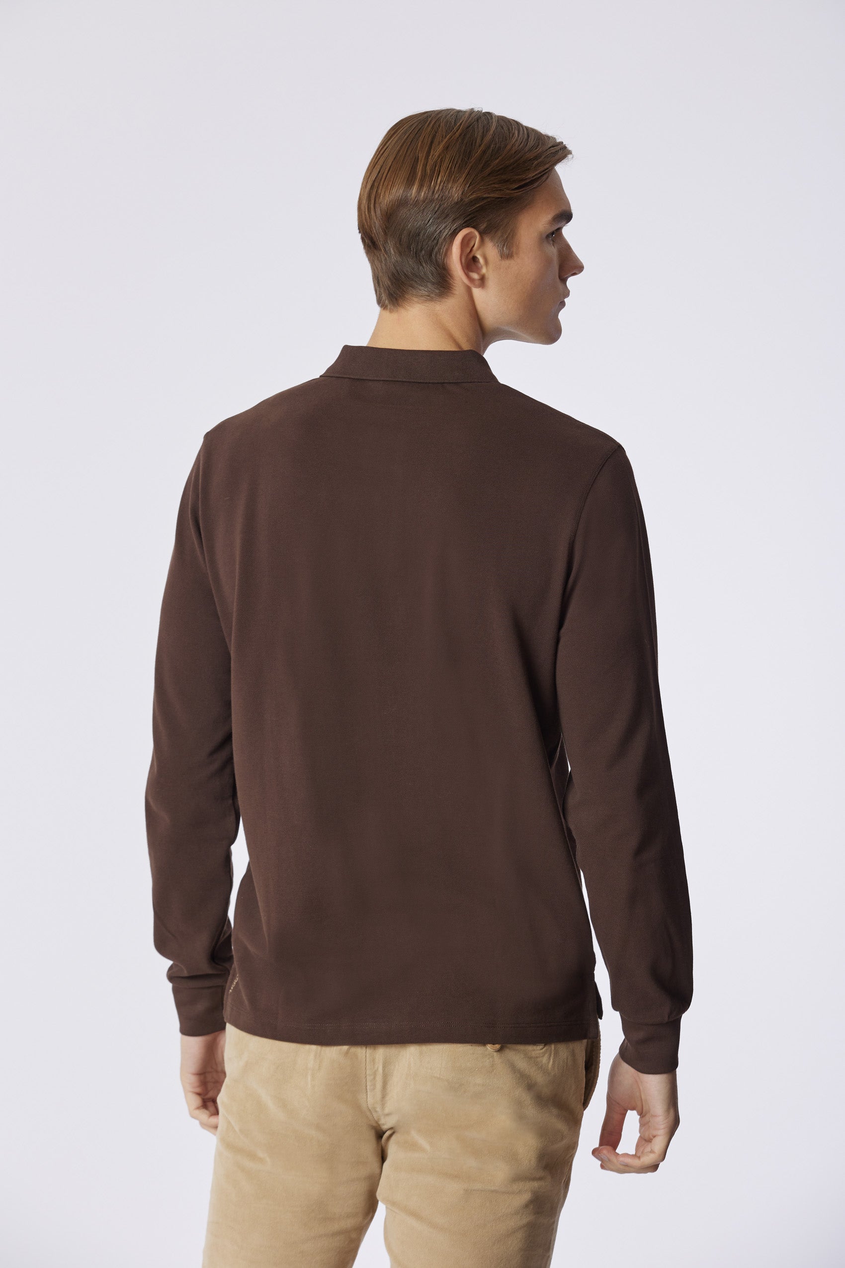 Polo shirt a maniche lunghe in cotone piquet