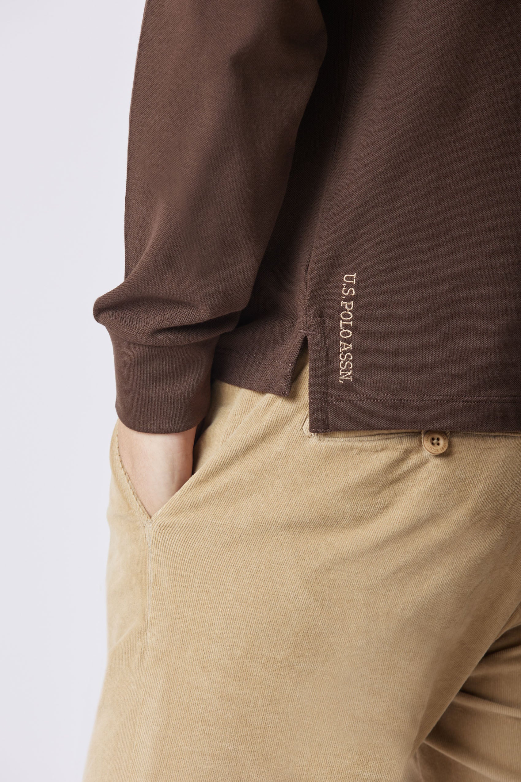 Polo shirt a maniche lunghe in cotone piquet