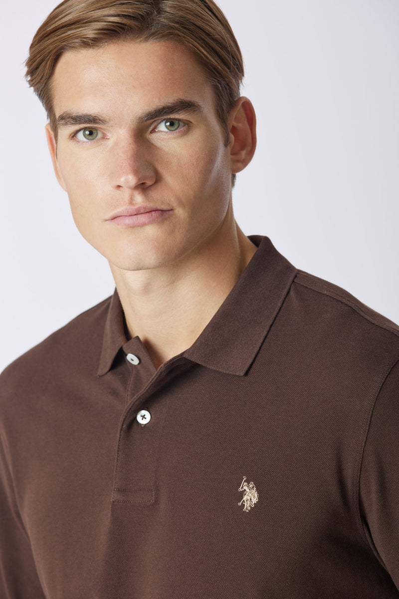 Polo shirt a maniche lunghe in cotone piquet