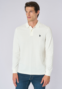 Polo shirt da uomo a maniche lunghe in cotone piquet