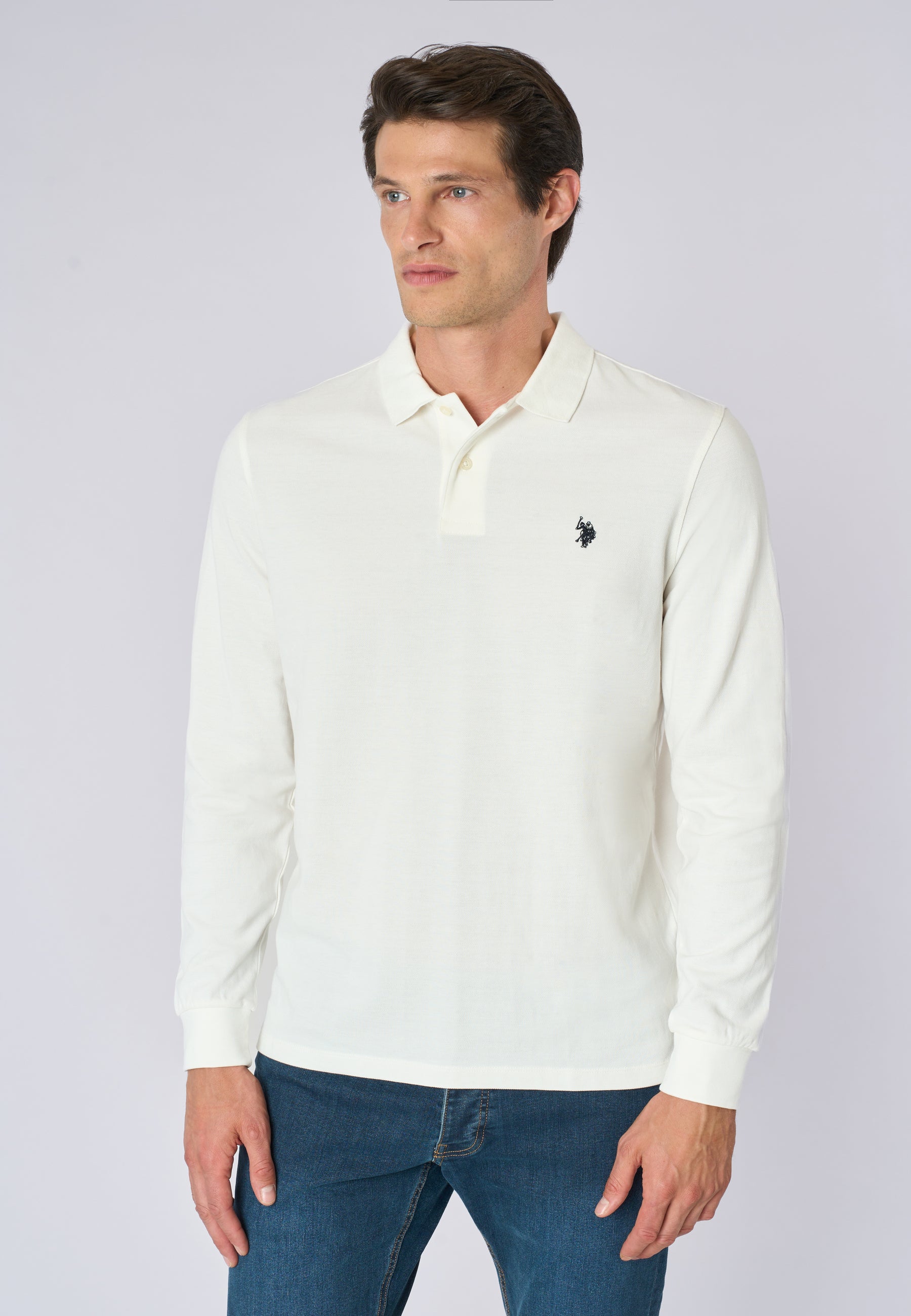 Polo shirt a maniche lunghe in cotone piquet