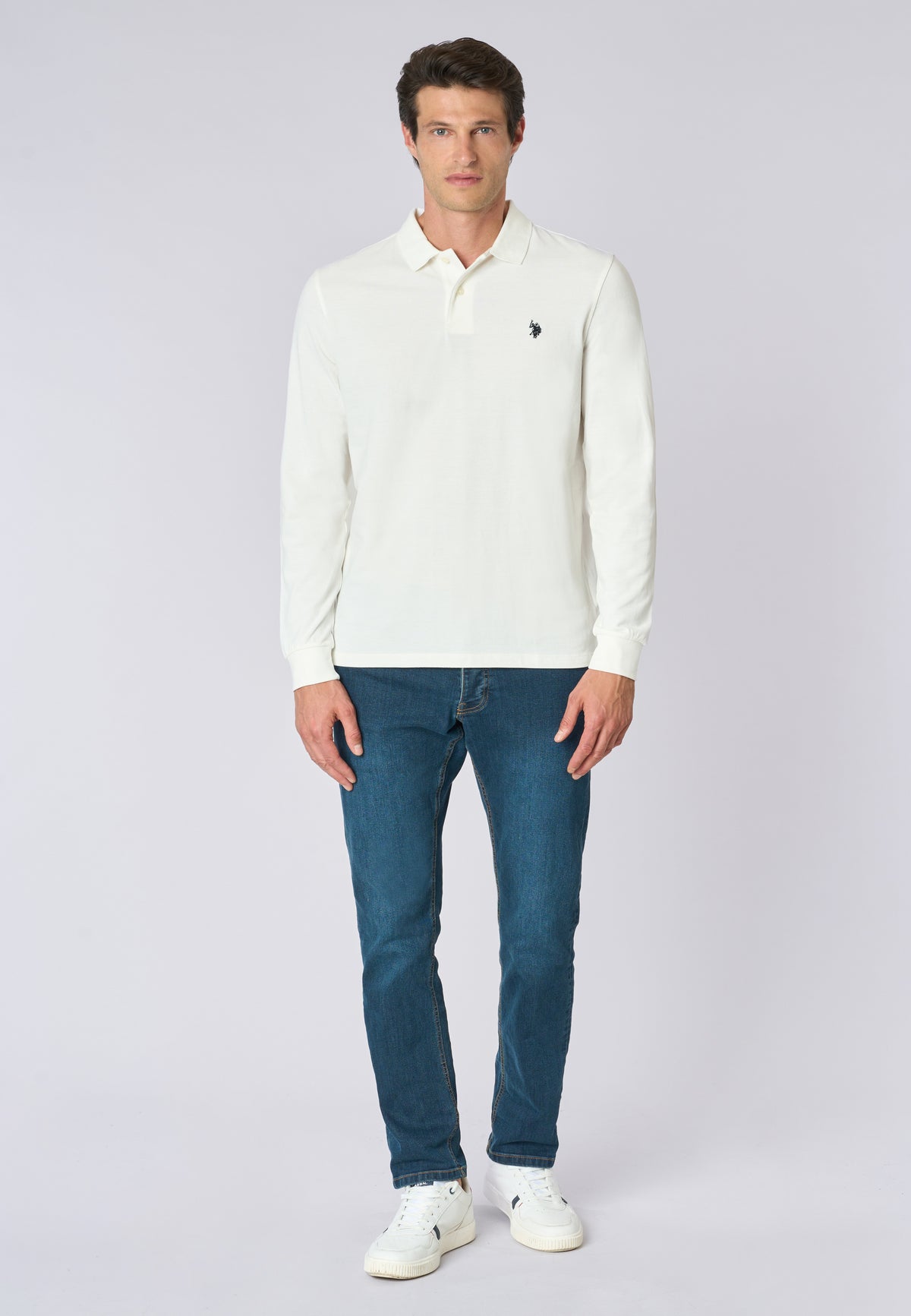 Polo shirt a maniche lunghe in cotone piquet