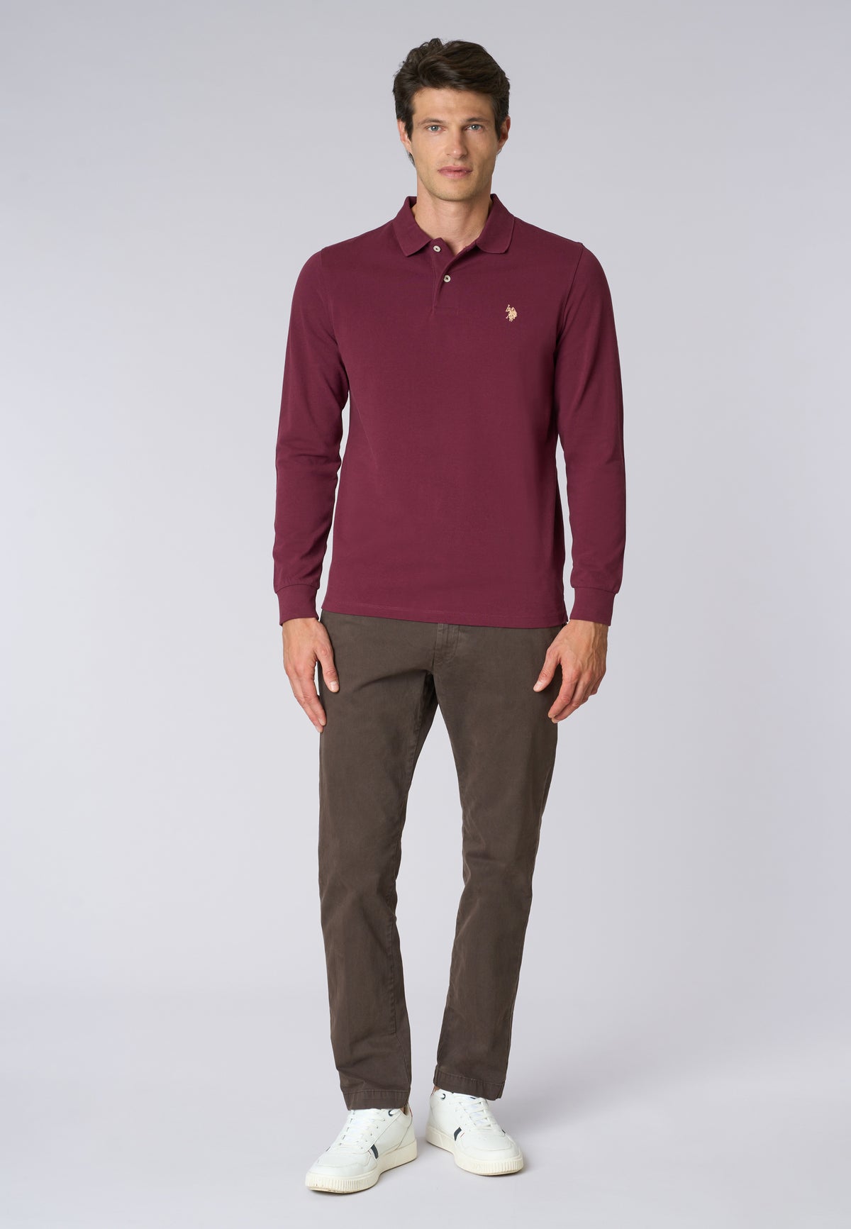 Polo shirt a maniche lunghe in cotone piquet