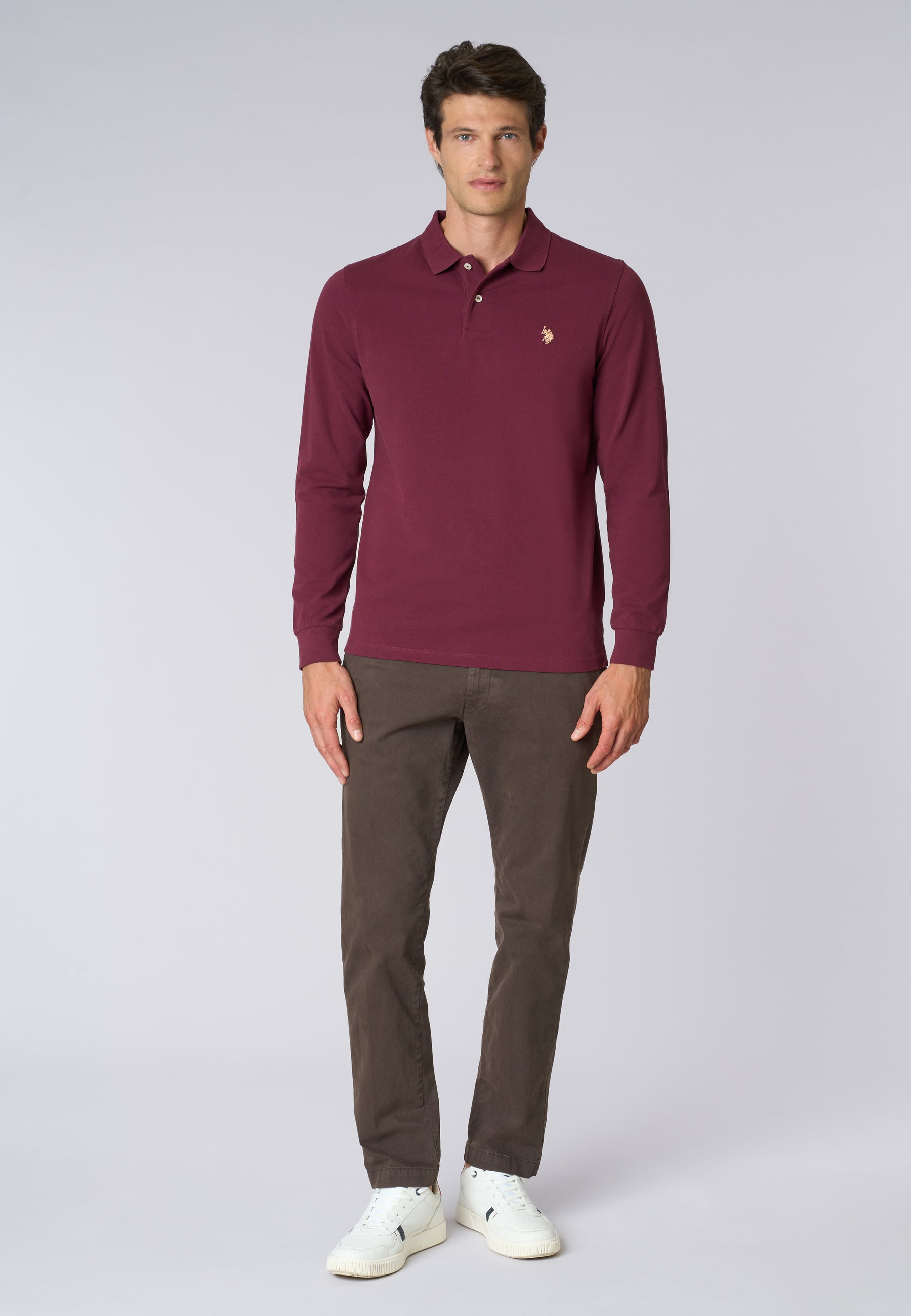 Polo shirt a maniche lunghe in cotone piquet