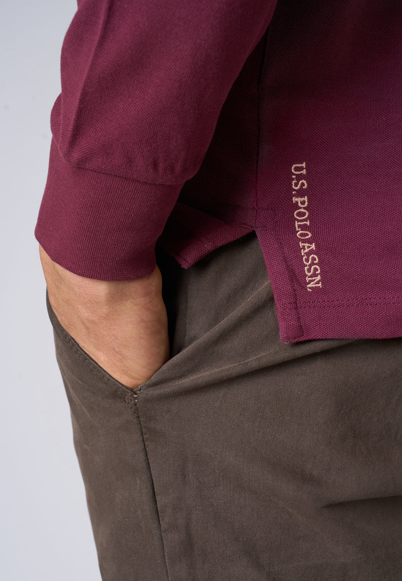 Polo shirt a maniche lunghe in cotone piquet