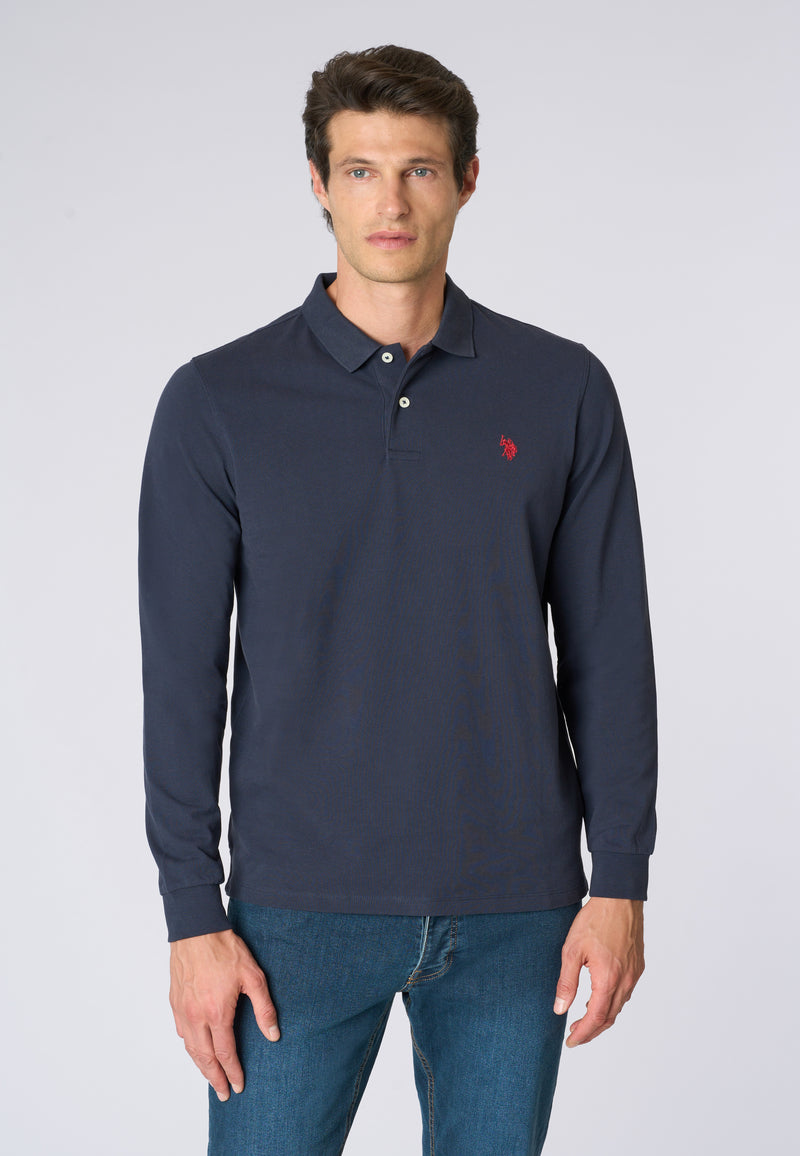 Polo shirt a maniche lunghe in cotone piquet