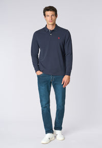 Polo shirt a maniche lunghe in cotone piquet
