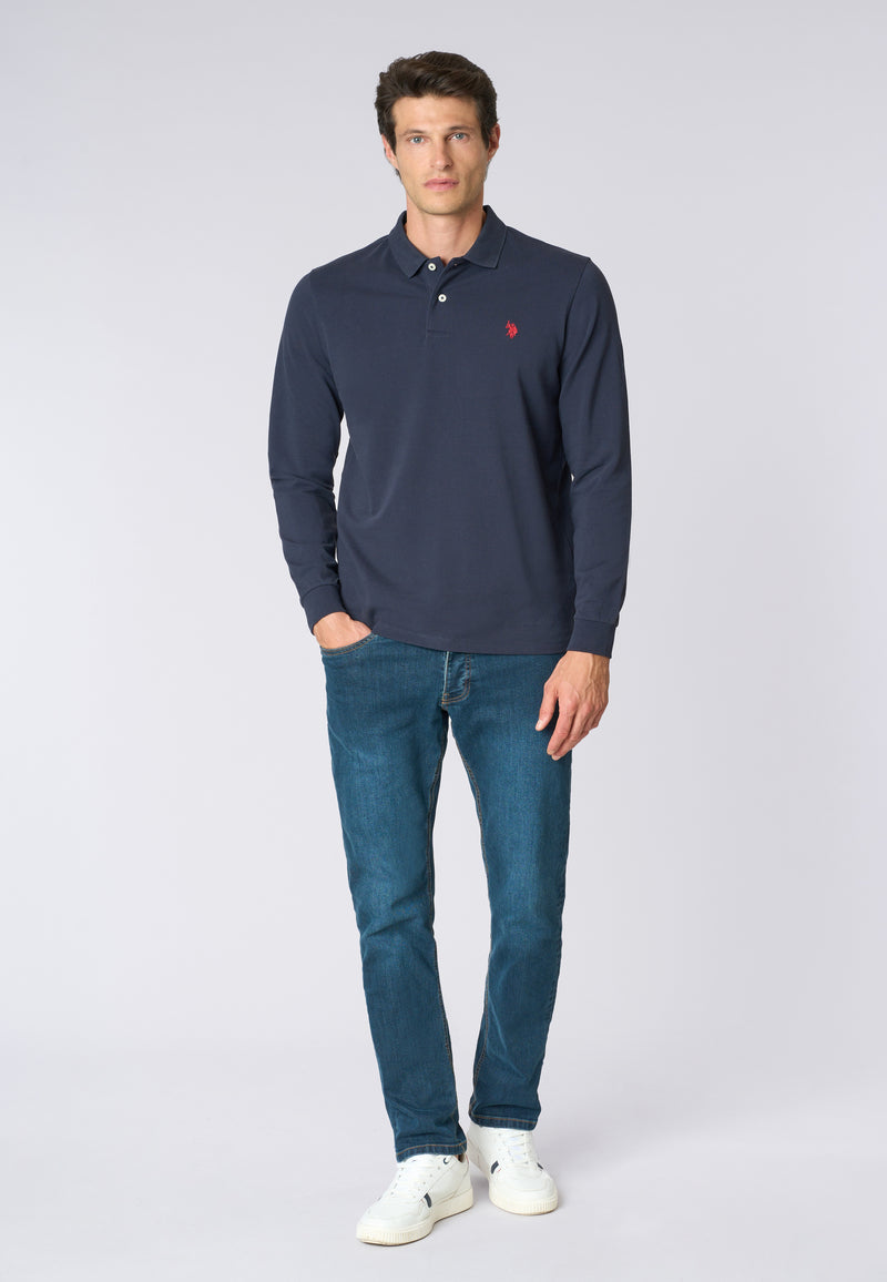 Polo shirt a maniche lunghe in cotone piquet