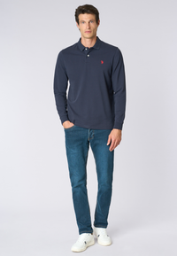Polo shirt da uomo a maniche lunghe in cotone piquet