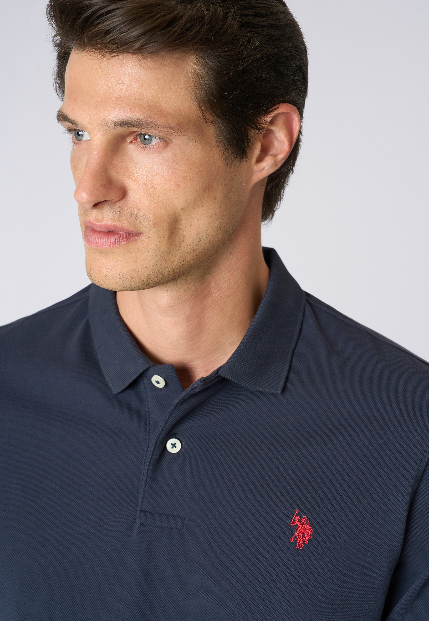 Polo shirt da uomo a maniche lunghe in cotone piquet
