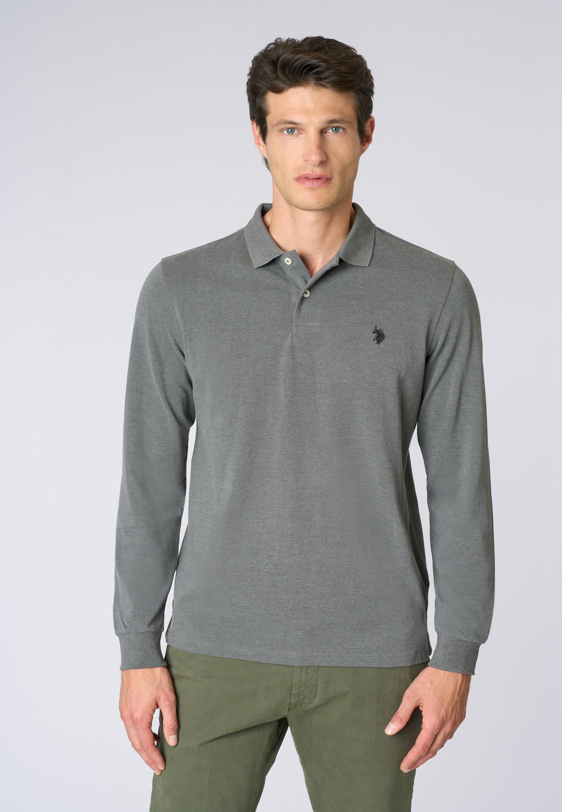 Polo shirt a maniche lunghe in cotone piquet