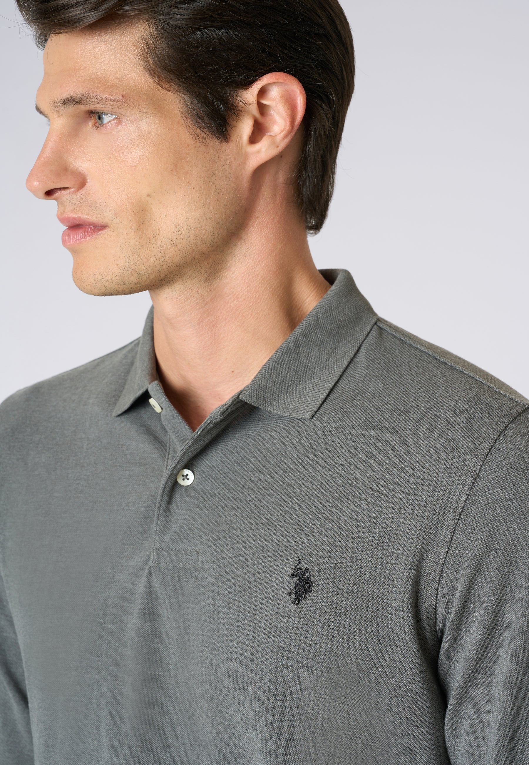 Polo shirt a maniche lunghe in cotone piquet