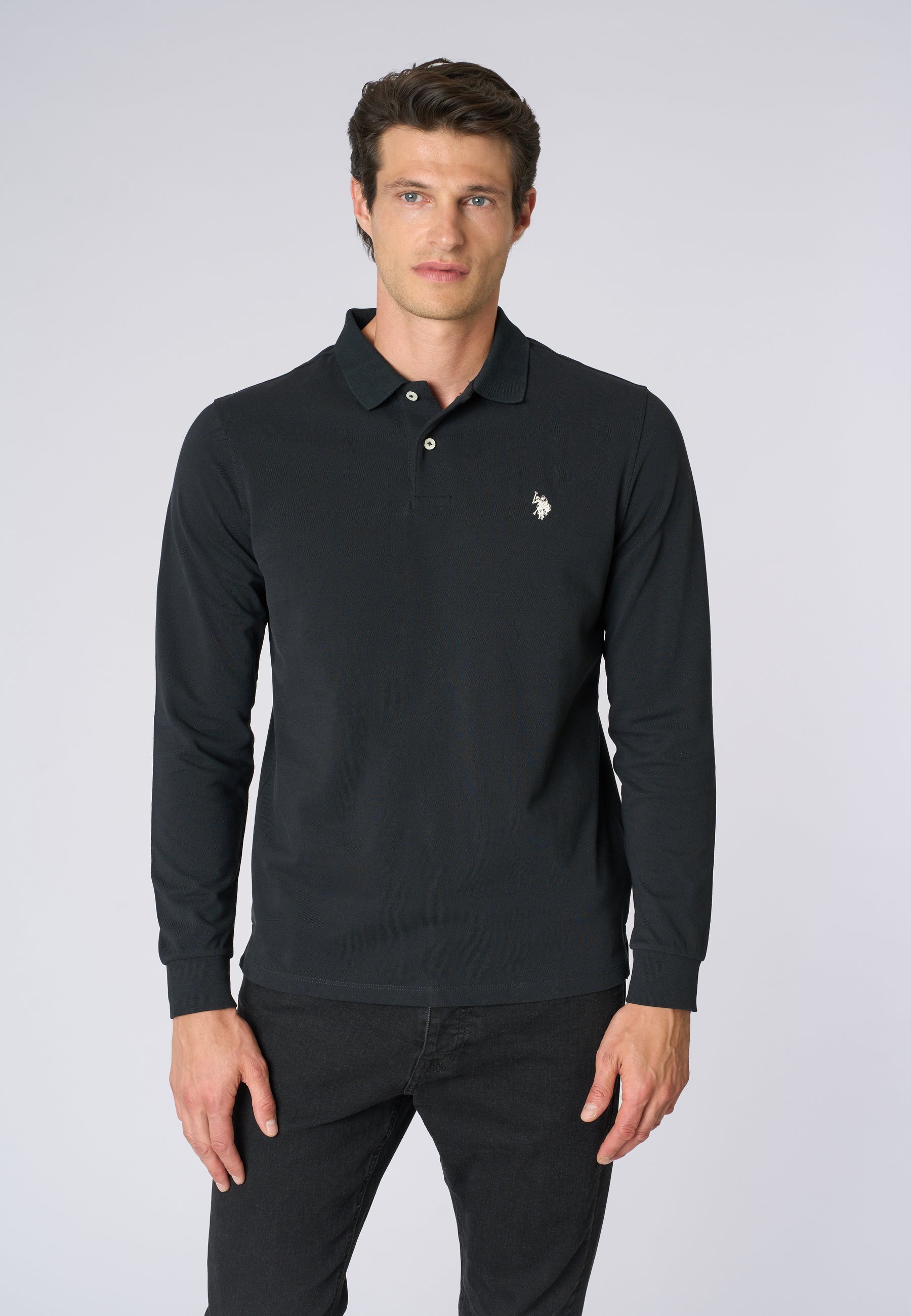 Polo shirt a maniche lunghe in cotone piquet