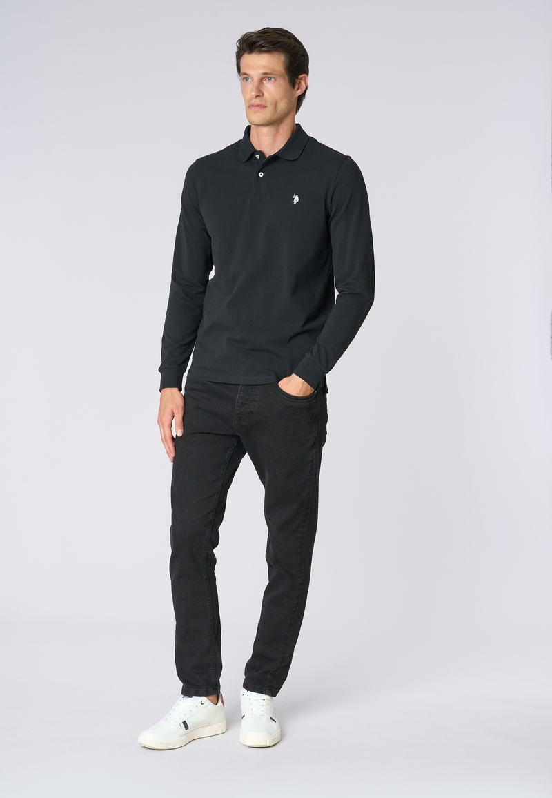 Polo shirt a maniche lunghe in cotone piquet