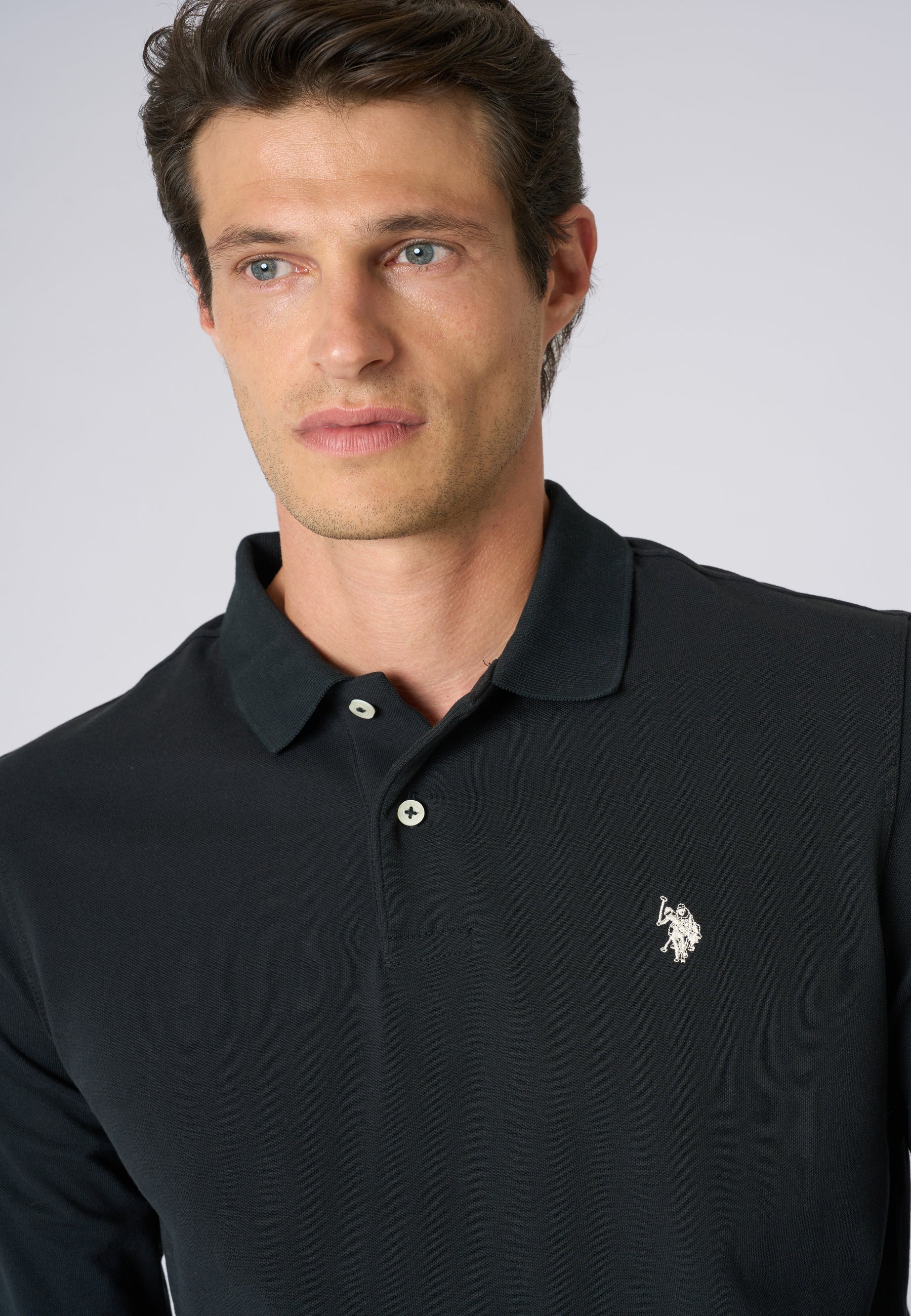Polo shirt a maniche lunghe in cotone piquet