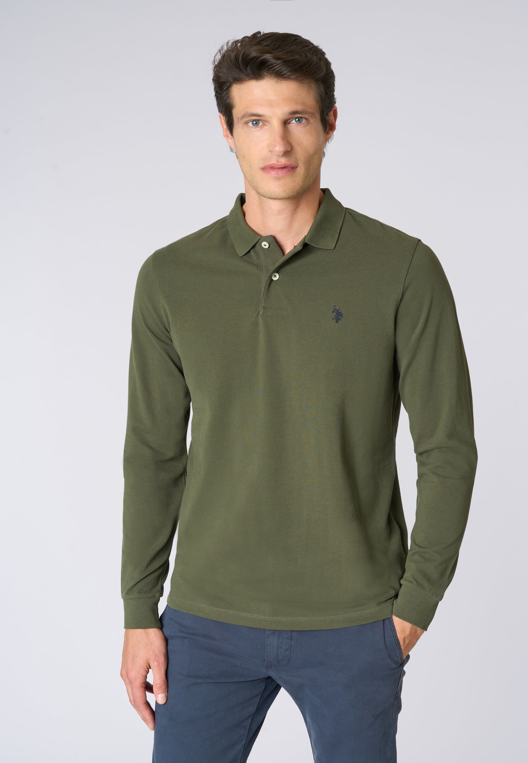 Polo shirt a maniche lunghe in cotone piquet