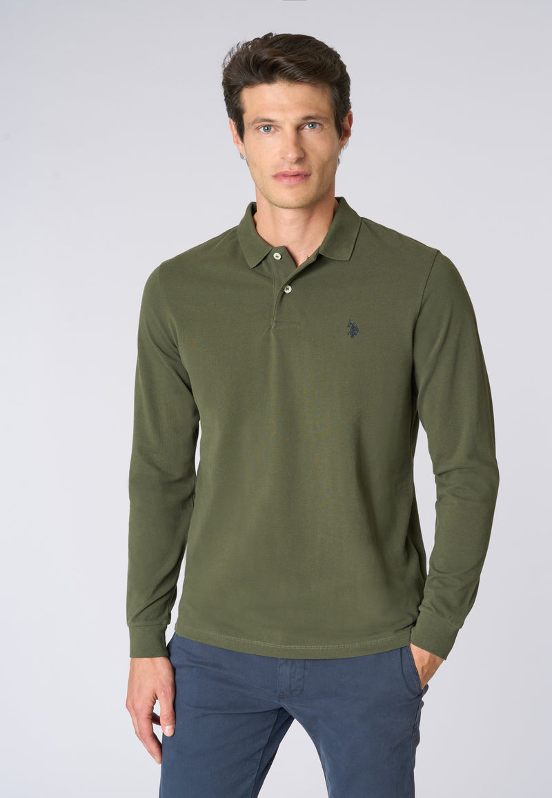 Polo shirt a maniche lunghe in cotone piquet