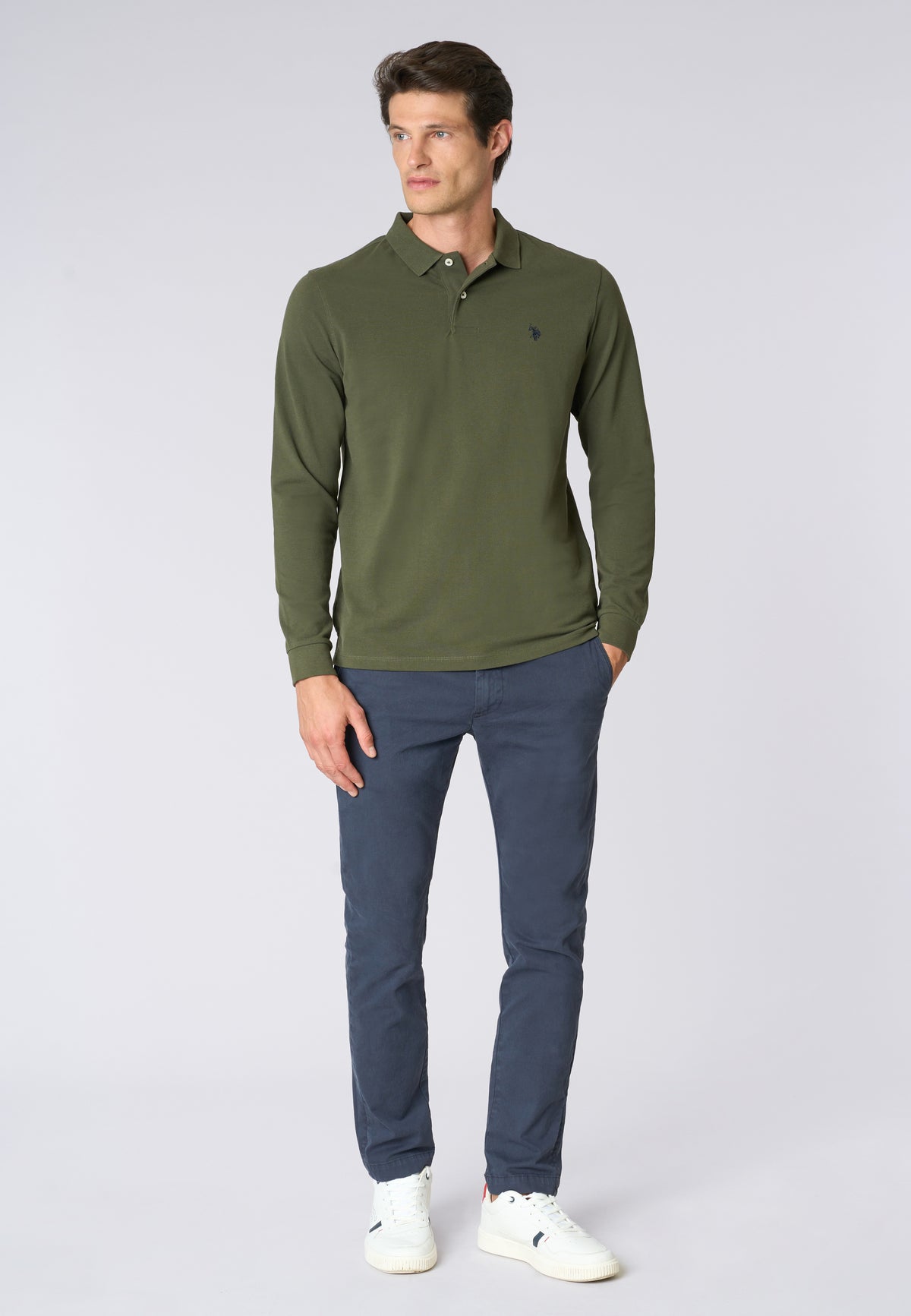 Polo shirt a maniche lunghe in cotone piquet