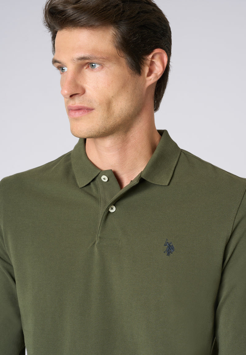 Polo shirt a maniche lunghe in cotone piquet