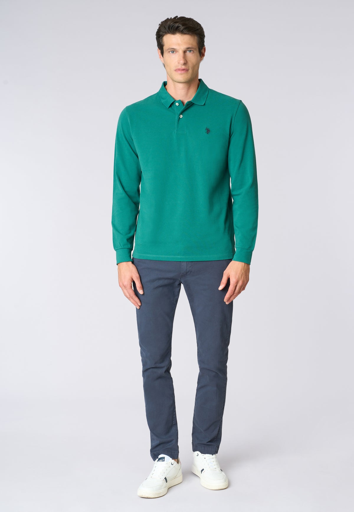 Polo shirt a maniche lunghe in cotone piquet