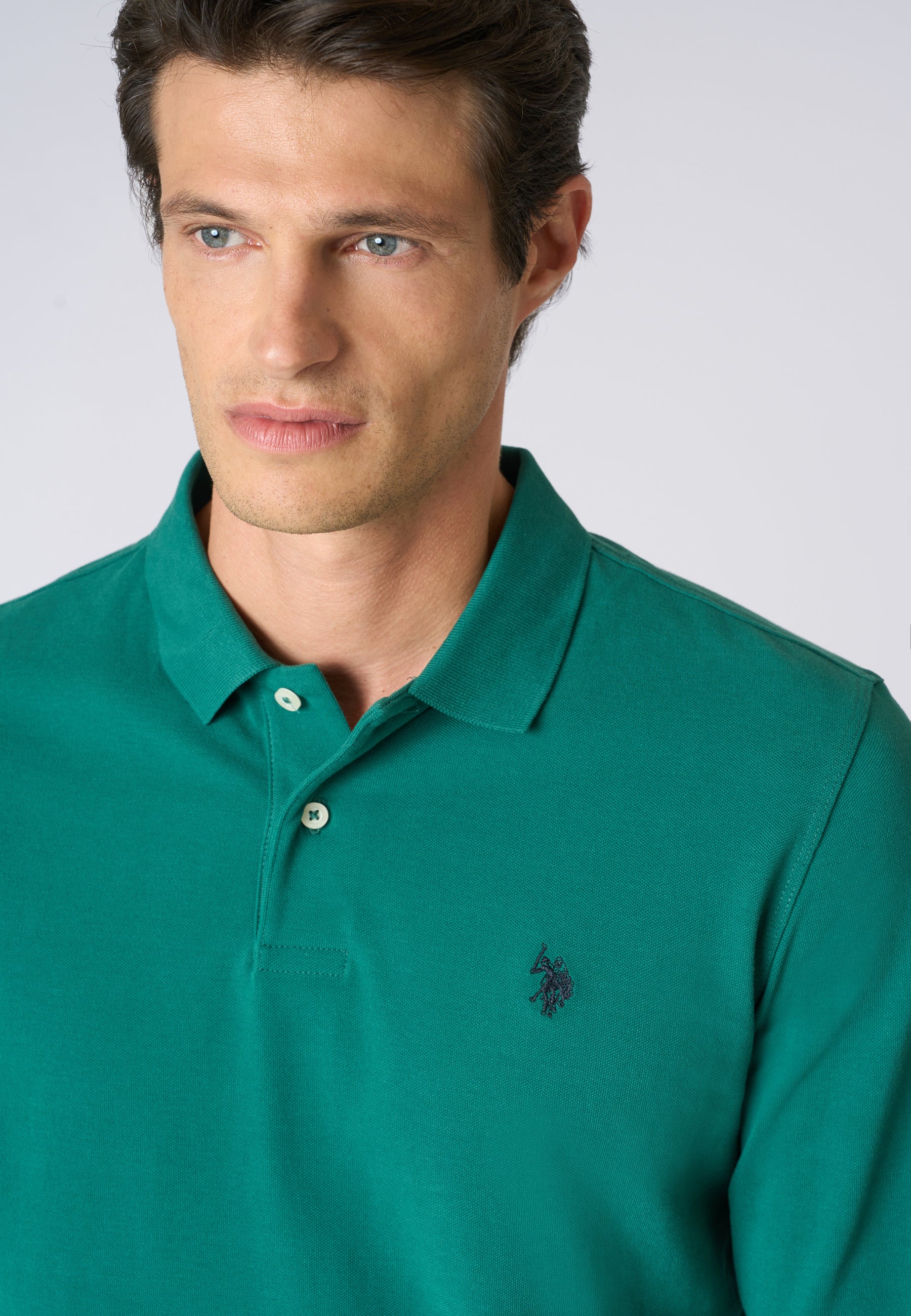Polo shirt a maniche lunghe in cotone piquet