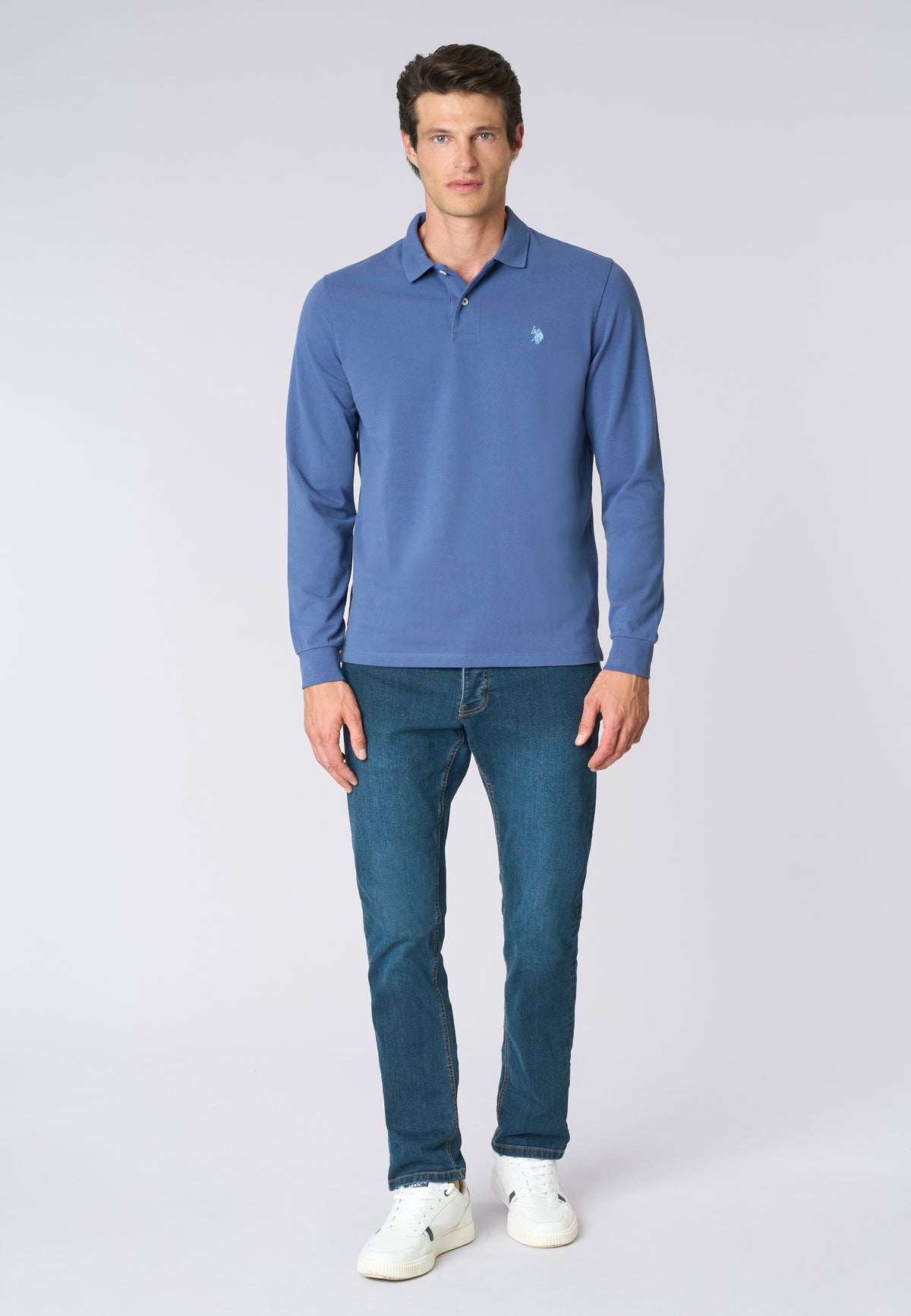 Polo shirt a maniche lunghe in cotone piquet