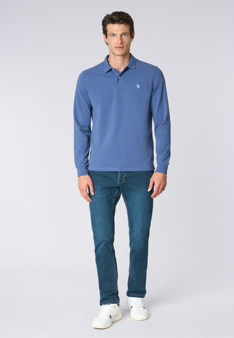 Polo shirt a maniche lunghe in cotone piquet