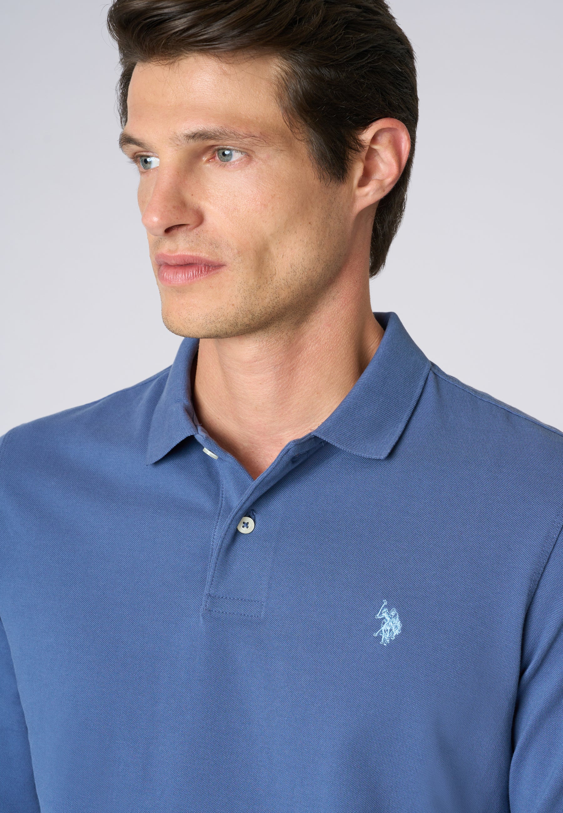 Polo shirt a maniche lunghe in cotone piquet