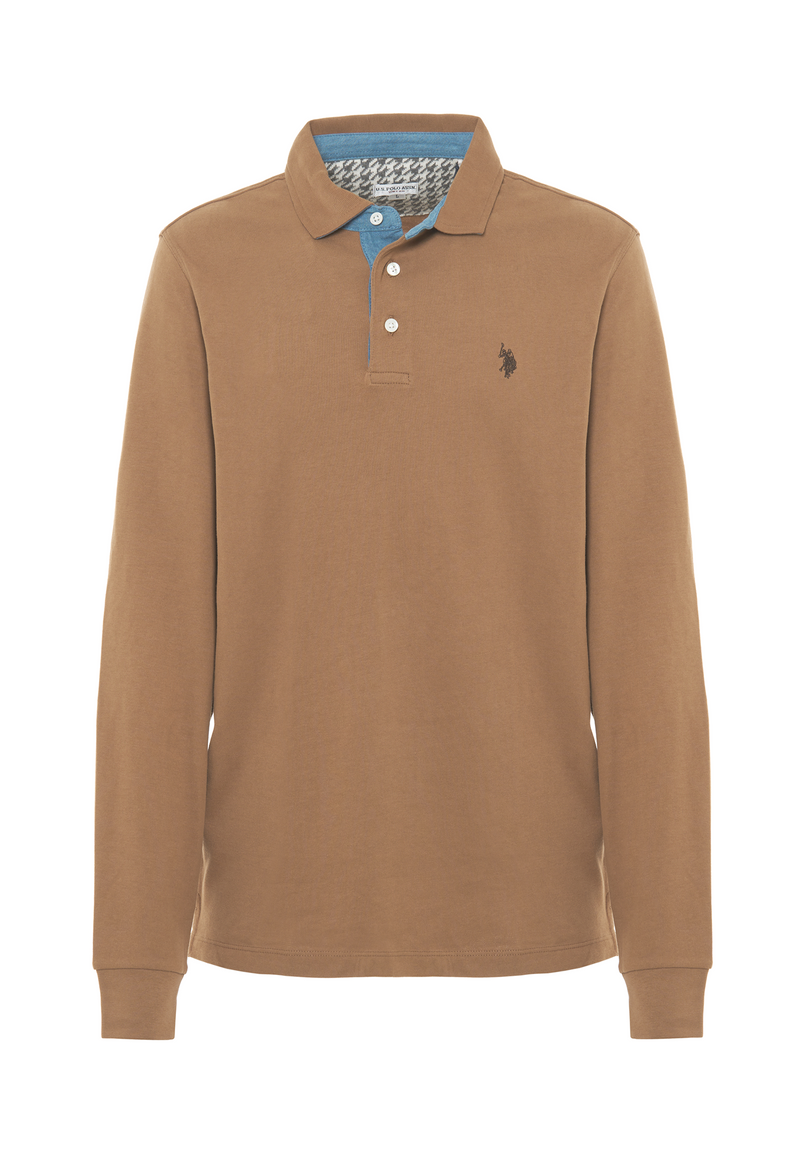 Polo shirt a maniche lunghe heavy jersey con toppe