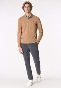 Polo shirt a maniche lunghe heavy jersey con toppe