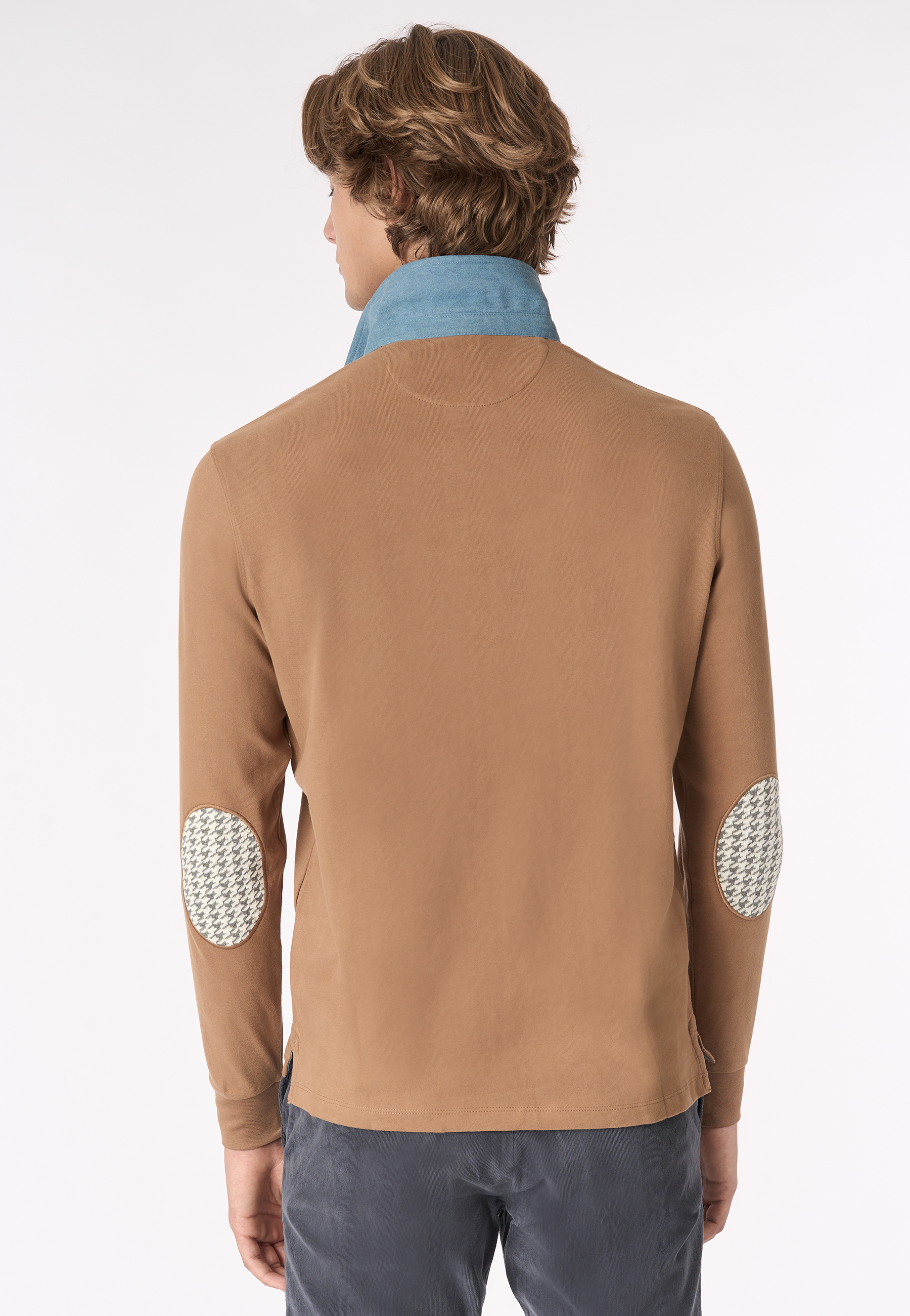 Polo shirt a maniche lunghe heavy jersey con toppe