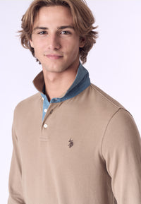 Polo shirt a maniche lunghe heavy jersey con toppe
