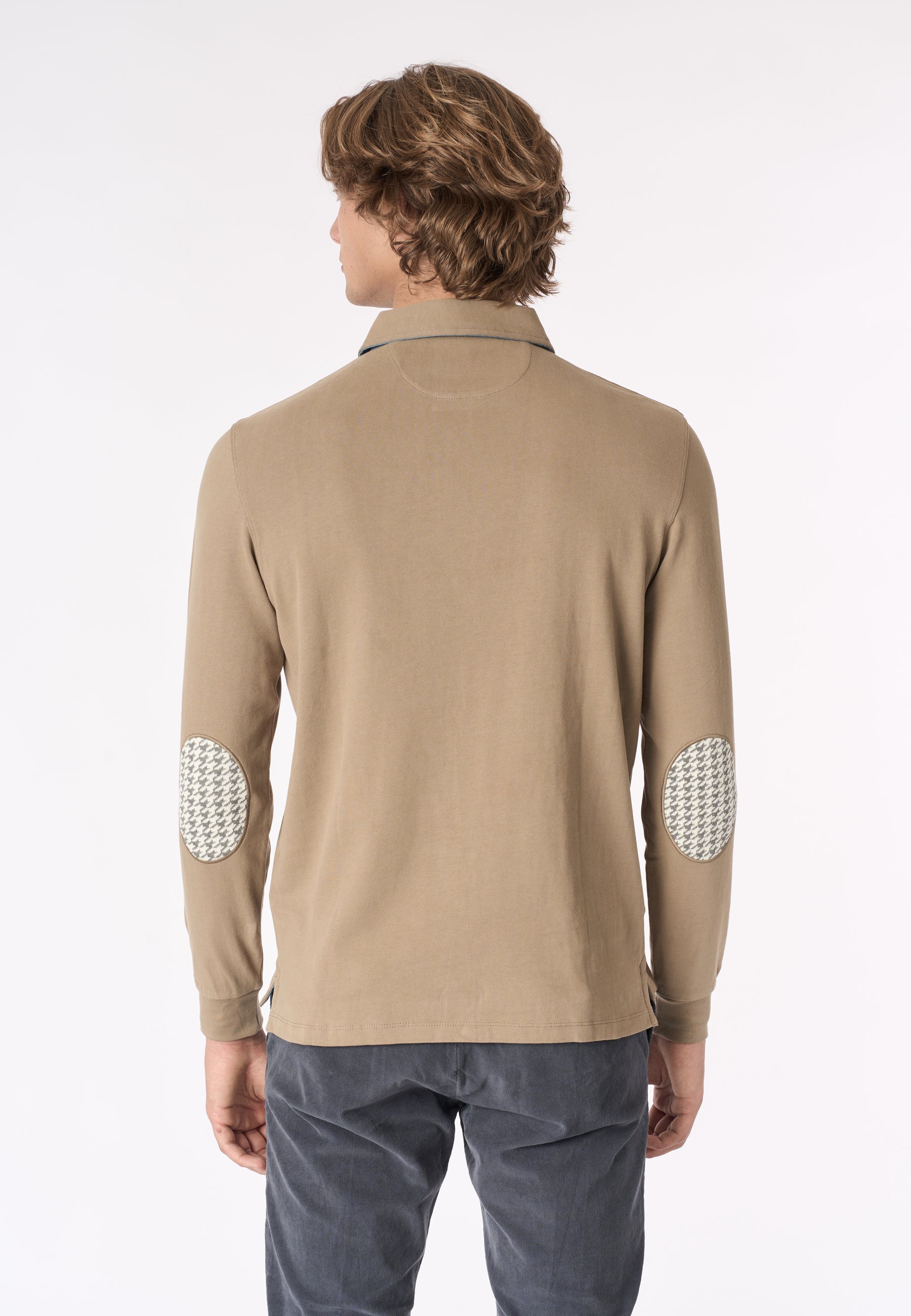 Polo shirt a maniche lunghe heavy jersey con toppe