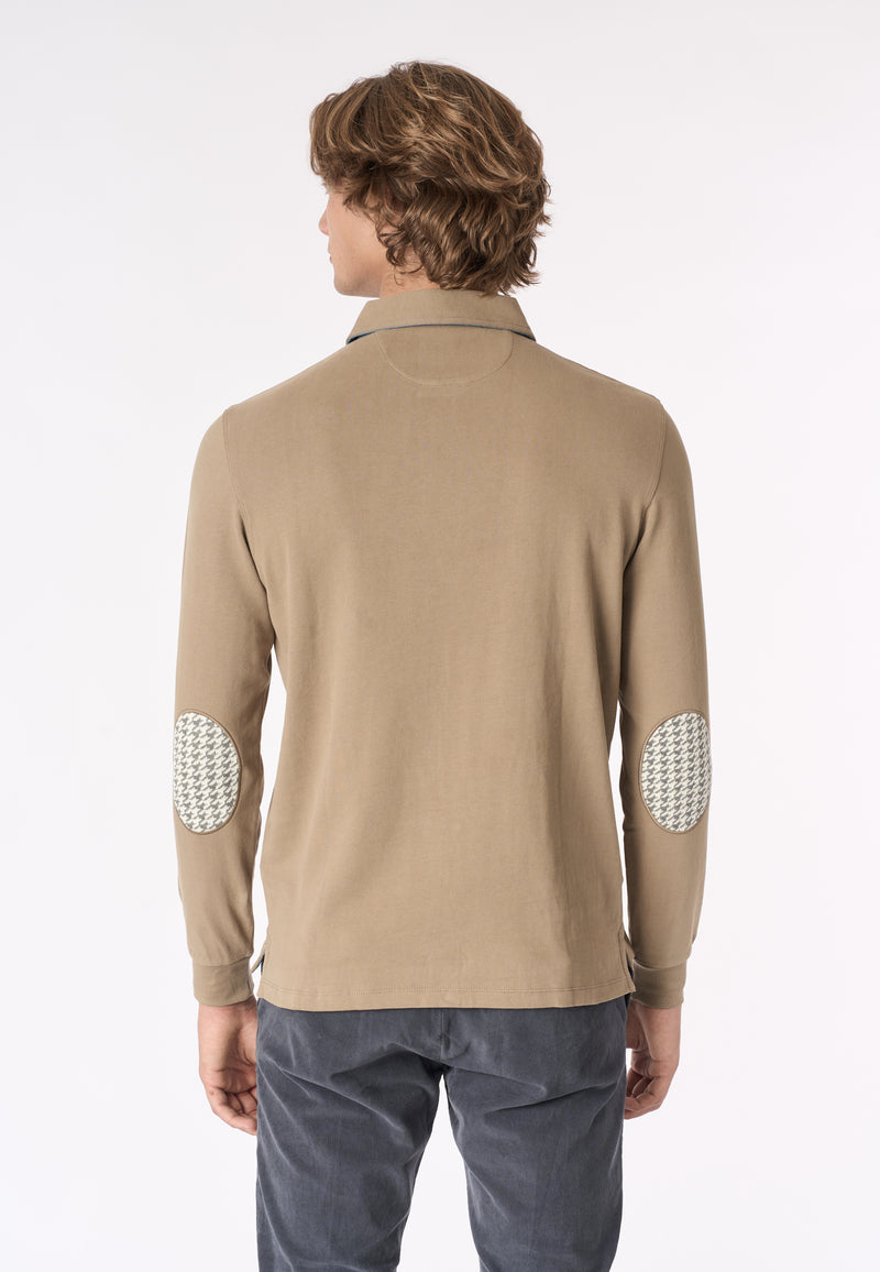Polo shirt a maniche lunghe heavy jersey con toppe