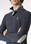 Polo shirt a maniche lunghe heavy jersey con toppe