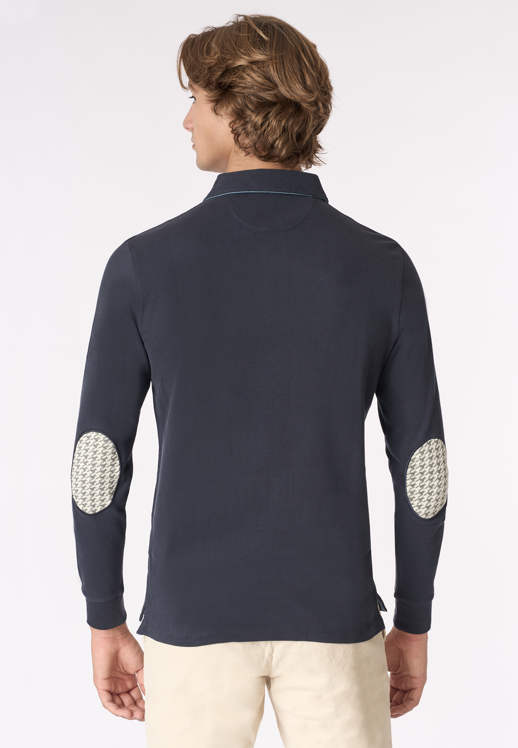 Polo shirt a maniche lunghe heavy jersey con toppe