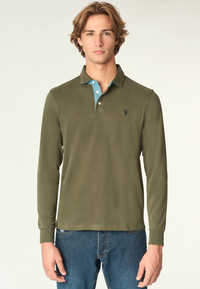 Polo shirt a maniche lunghe heavy jersey con toppe