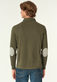 Polo shirt a maniche lunghe heavy jersey con toppe