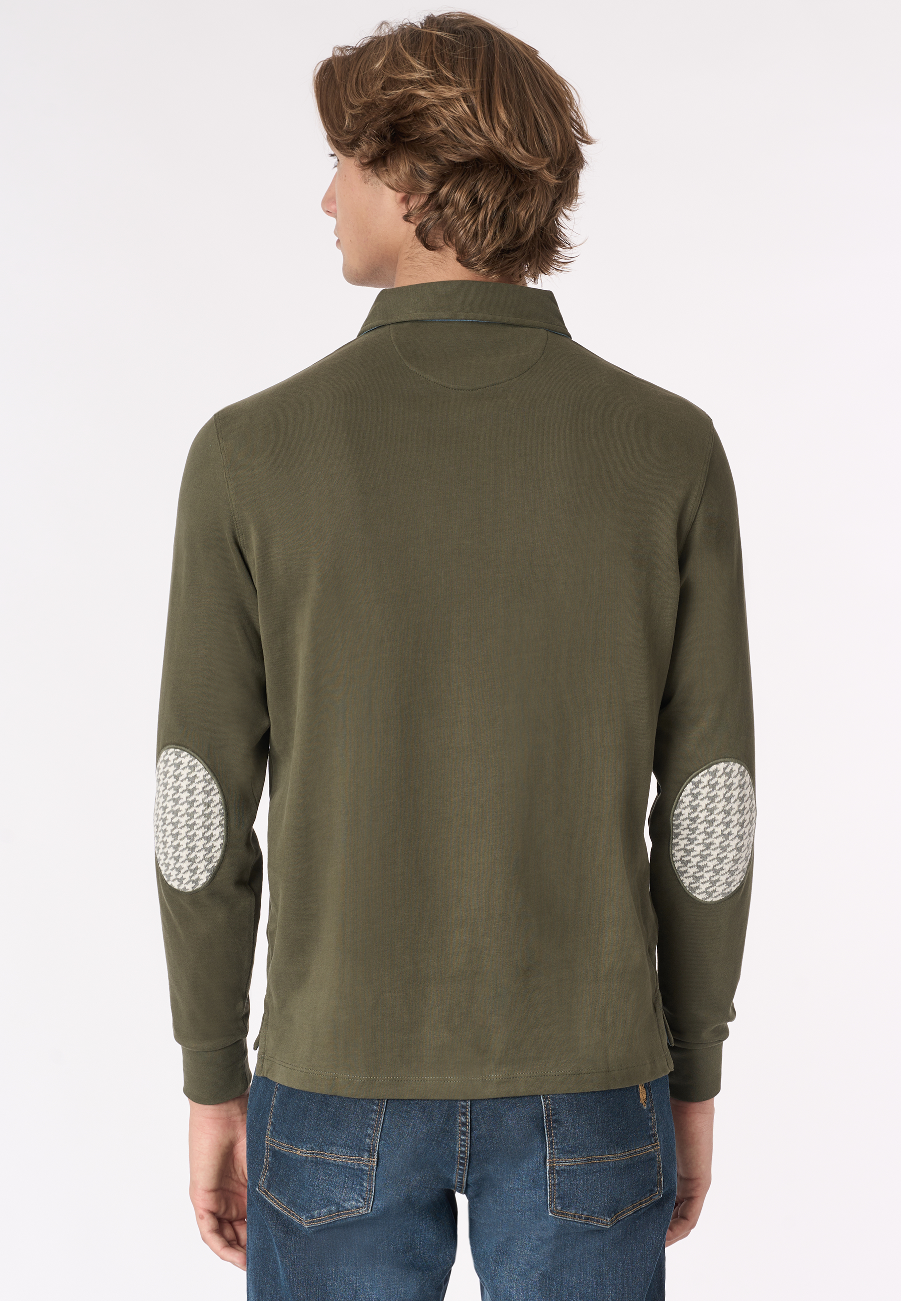 Polo shirt a maniche lunghe heavy jersey con toppe