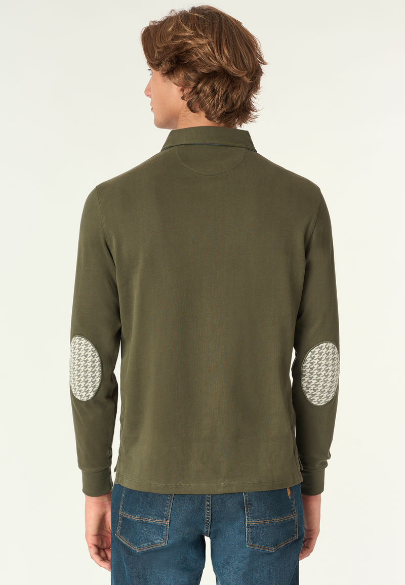 Polo shirt a maniche lunghe heavy jersey con toppe