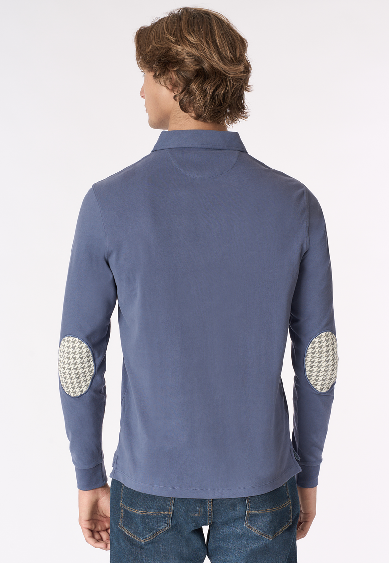 Polo shirt a maniche lunghe heavy jersey con toppe