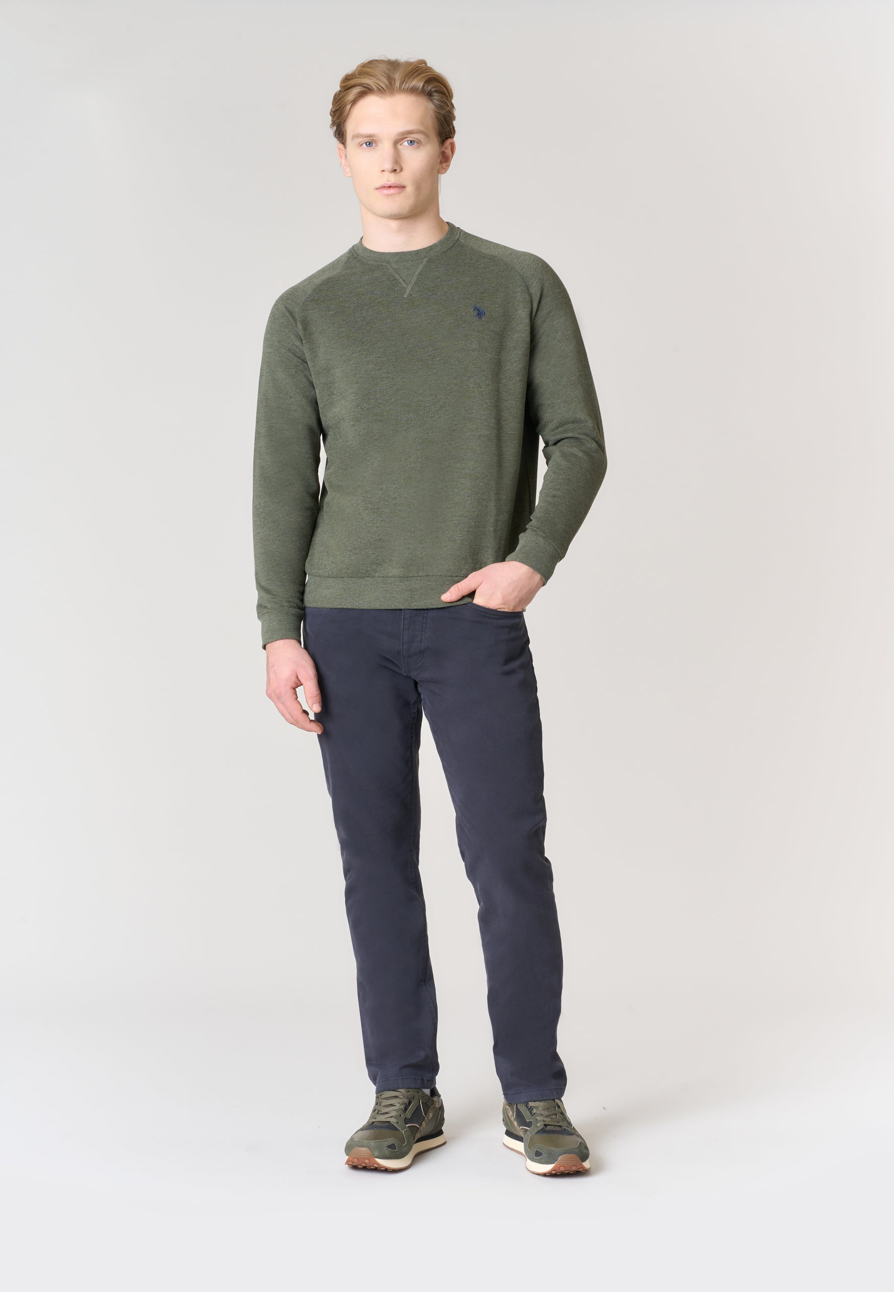 Felpa girocollo in tessuto felpato internamente