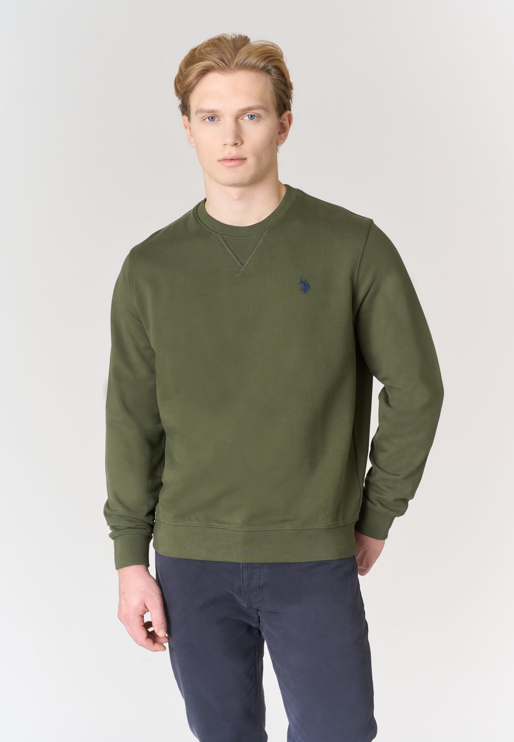 Felpa girocollo in cotone con logo