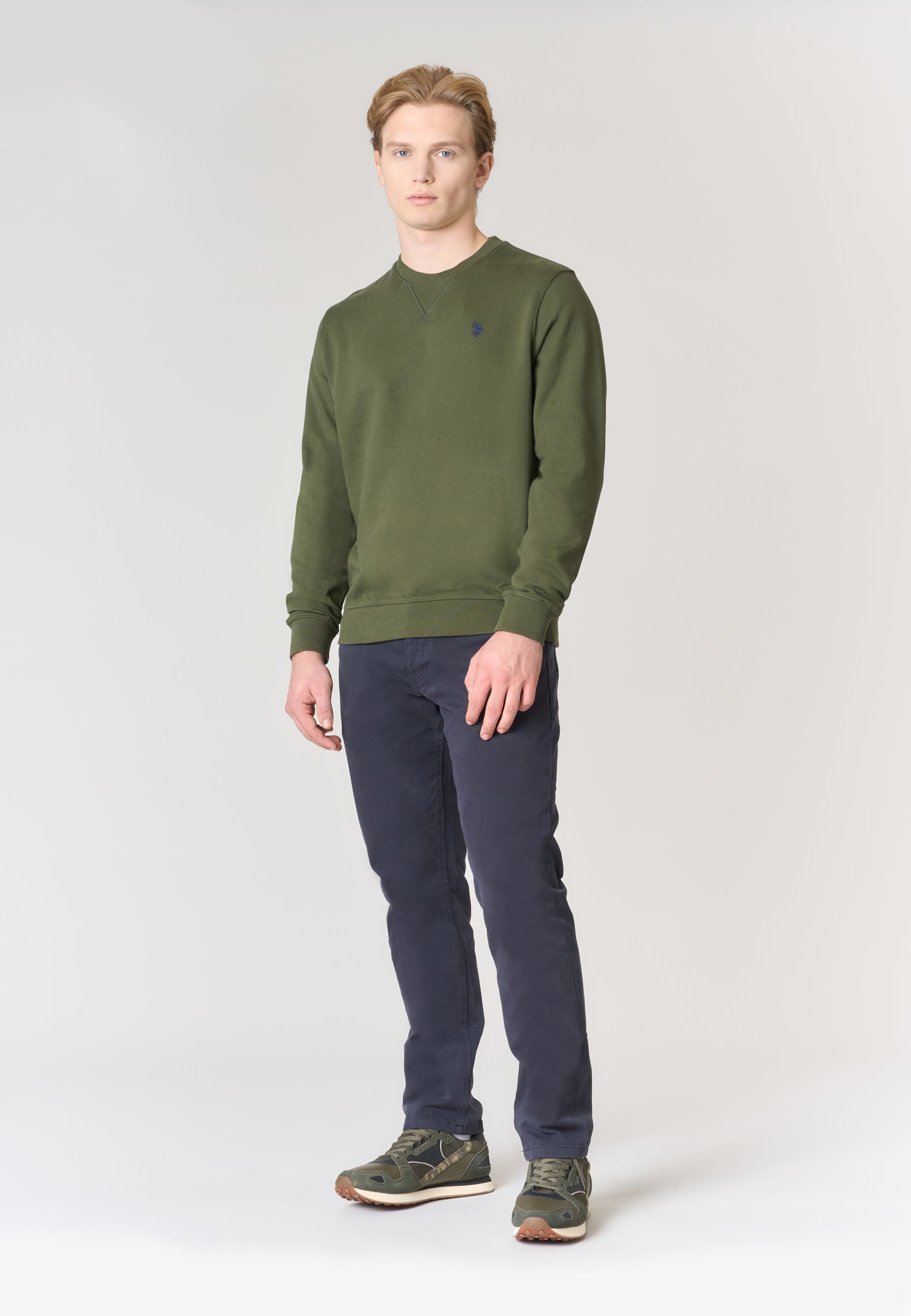 Felpa girocollo in cotone con logo