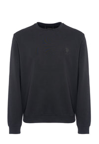 Felpa girocollo in misto cotone e scuba fleece